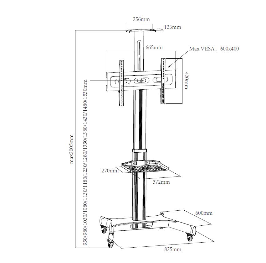 OFS 03 TV Floor Stand Trolley
