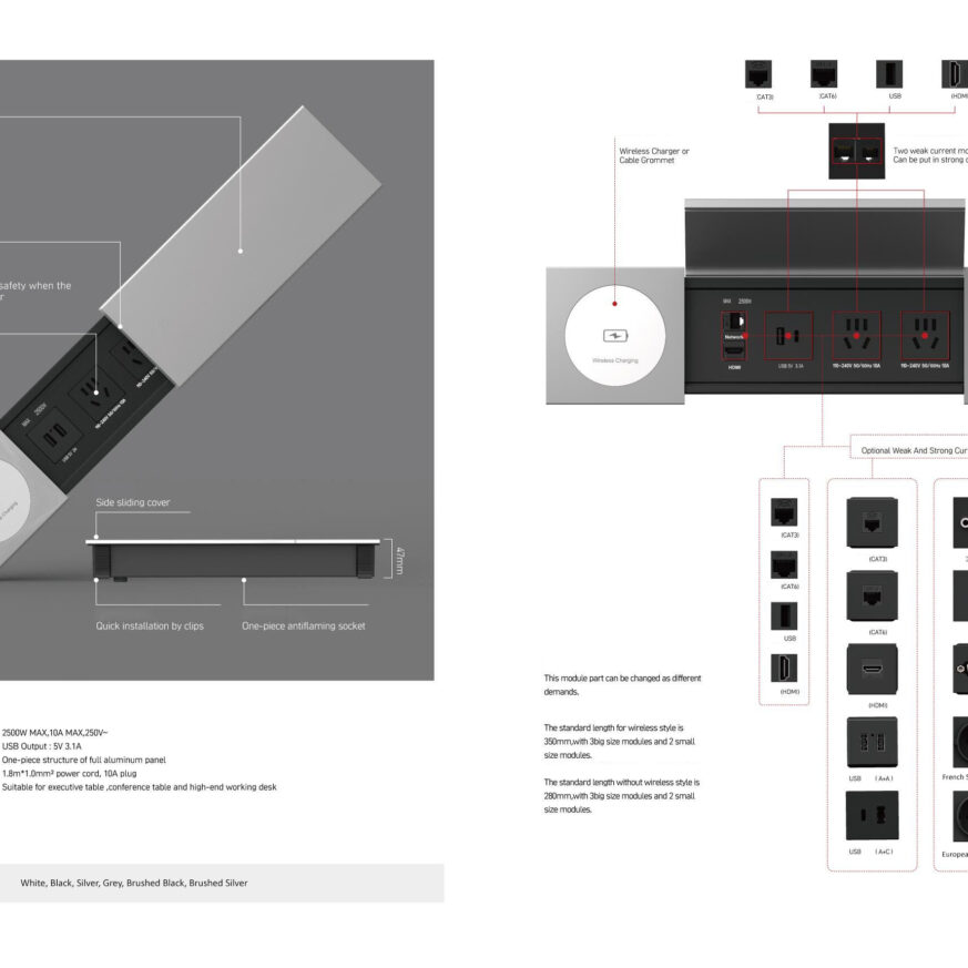 Tono Thin 2 – Flip-Up Cable Cubby with Power and USB Charging
