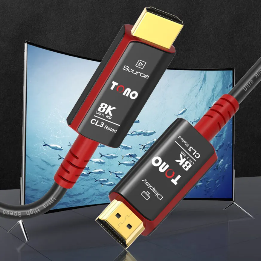 Tono Alpha 3 Red Edition – 8K AOC HDMI Cable | CL3 Rated | Long-Distance