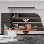 Aurora Manager Desk – Modern Luxury Executive Desk with Floating Base & Premium Leather-Tone Finish