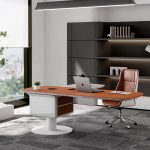 Aurora Manager Desk – Modern Luxury Executive Desk with Floating Base & Premium Leather-Tone Finish