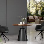 Minali Round Negotiation Table – Modern Office Meeting Table with Minimal Cone Base