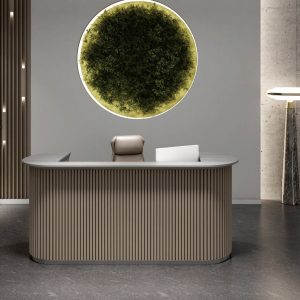 Bravo Front Desk – Modern Reception Desk with Curved Design & Premium Marble Top