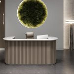Bravo Front Desk – Modern Reception Desk with Curved Design & Premium Marble Top