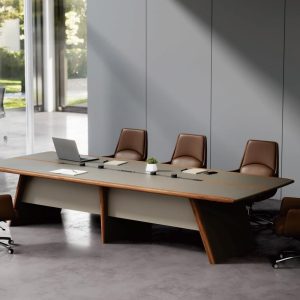 MUZO Conference Table Modern Luxury Meeting Table with Sculpted Base & Premium Wood-Matte Finish
