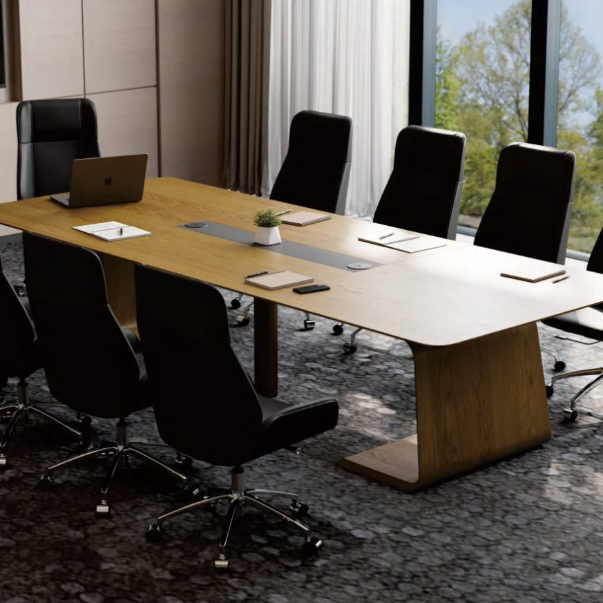 Lume Conference Table – Luxury Executive Meeting Table with Modern Curved Base & Integrated Cable Access