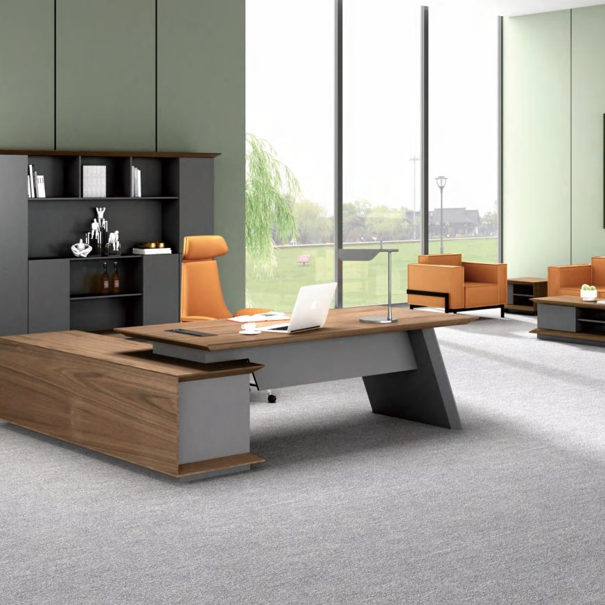 Renza Manager Desk – Modern Executive Office Desk with Side Storage & Premium Wood Finish