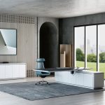 Astraé Manager Desk – Modern Executive Desk with Floating Slate Top & Smart Storage