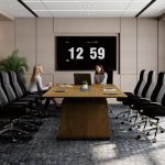 Lume Conference Table – Luxury Executive Meeting Table with Modern Curved Base & Integrated Cable Access