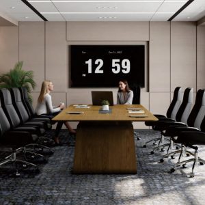 Lume Conference Table – Luxury Executive Meeting Table with Modern Curved Base & Integrated Cable Access