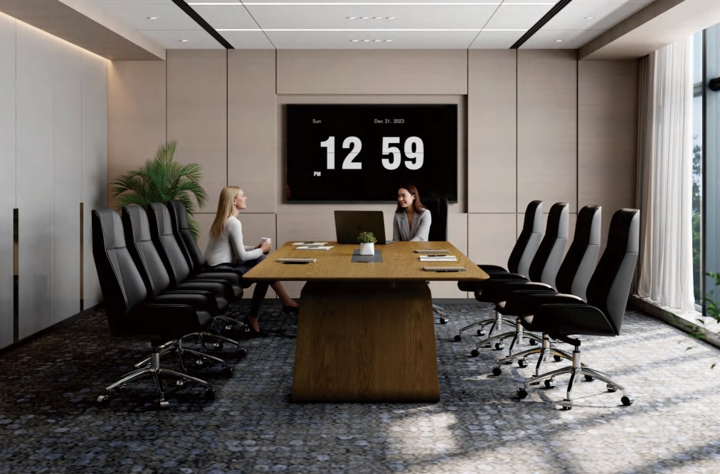 Lume Conference Table – Luxury Executive Meeting Table with Modern Curved Base & Integrated Cable Access