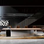 Vark Series Meeting Table – Modern Conference Table with Curved Metal Base for Executive Spaces