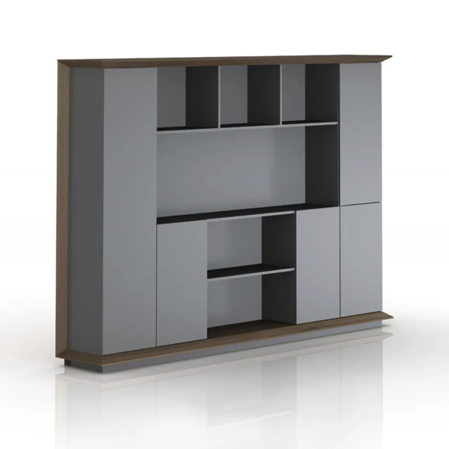 Renza File Cabinet – Modern Office Storage Cabinet with Open & Closed Shelves