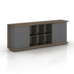 Renza File Cabinet – Modern Office Storage Cabinet with Open & Closed Shelves
