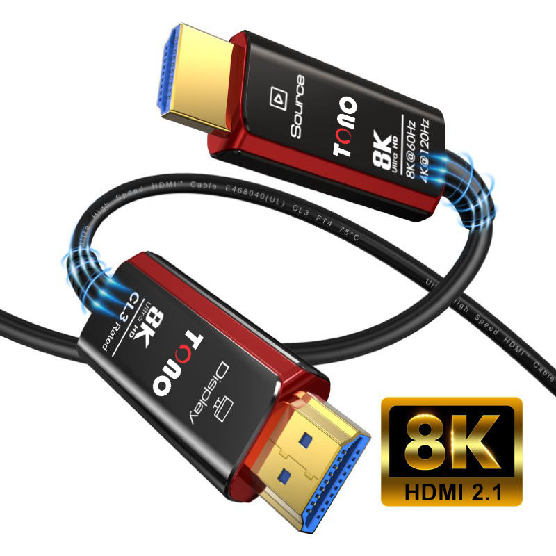 Tono Alpha 3 Red Series 8K HDMI CL3 rated Fiber Optic AOC Cable (7)